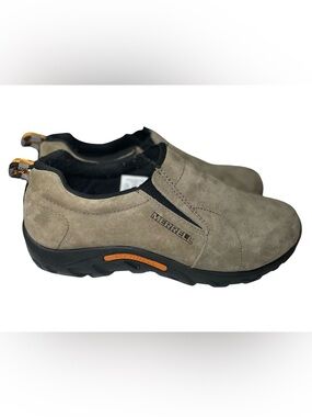 Merrell Men's Slip-On Suede Loafer - Taupe with Black and Orange Accents